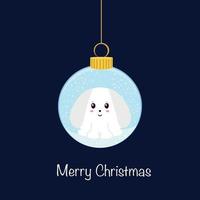 een Kerstmis boom bal met een schattig konijn. de decoratie van de Kerstmis boom. een symbool van een gelukkig nieuw jaar, viering van Kerstmis vakantie, winter. vector