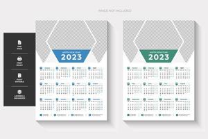 2023 een bladzijde muur kalender, twee kleurrijk en, creatief ontwerp vector