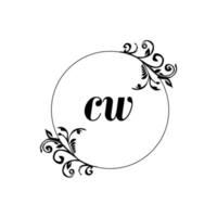 eerste cw logo monogram brief vrouwelijk elegantie vector