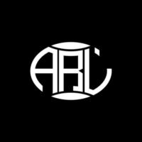 arl abstract monogram cirkel logo ontwerp Aan zwart achtergrond. arl uniek creatief initialen brief logo. vector