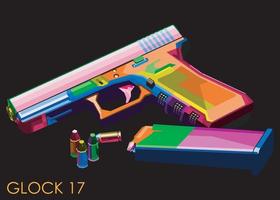 kleurrijk wapen handgeweer glock 17 knal kunst vector ontwerp