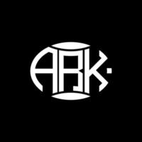 ark abstract monogram cirkel logo ontwerp Aan zwart achtergrond. ark uniek creatief initialen brief logo. vector