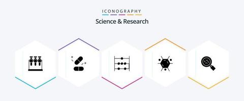 wetenschap 25 glyph icoon pak inclusief . virus. wiskunde. bacterieën. wetenschap vector