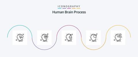 menselijk hersenen werkwijze lijn 5 icoon pak inclusief taart grafiek. grafiek. oog visie. analyse. geest vector