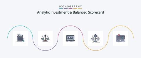 analytisch investering en evenwichtig score kaart lijn gevulde vlak 5 icoon pak inclusief meeteenheid. evenwichtig. wet. voorraad. inhoudsopgave vector
