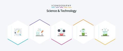 wetenschap en technologie 25 vlak icoon pak inclusief chemie. alcoholisch fermentatie. wetenschap van er toe doen. technologie laboratorium. laboratorium beheer vector