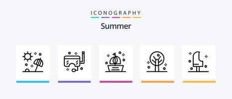 zomer lijn 5 icoon pak inclusief snorkel. oceaan. camera. masker. zomer. creatief pictogrammen ontwerp vector