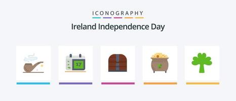 Ierland onafhankelijkheid dag vlak 5 icoon pak inclusief groente. st. geld. pot. munt. creatief pictogrammen ontwerp vector
