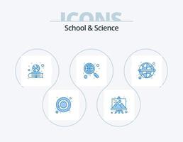 school- en wetenschap blauw icoon pak 5 icoon ontwerp. globaal. Onderzoek. boek. globaal Onderzoek. Ontdek vector