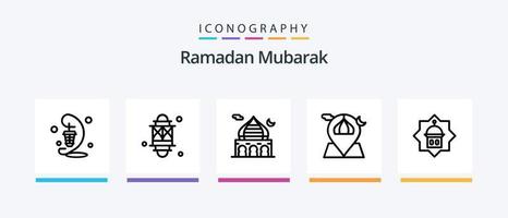 Ramadan lijn 5 icoon pak inclusief god. Islam. moslim. Allah. bidden. creatief pictogrammen ontwerp vector