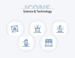 wetenschap en technologie blauw icoon pak 5 icoon ontwerp. laboratorium glaswerk. erlenmeyer fles. modellering hulpmiddel. chemisch fles. trechter vector