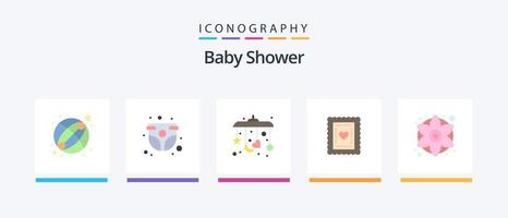 baby douche vlak 5 icoon pak inclusief bloemen. kleurrijk bloemen. baby. peuter. koekjes. creatief pictogrammen ontwerp vector