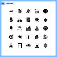 25 universeel solide glyph tekens symbolen van plein spreker toerist muziek- computer bewerkbare vector ontwerp elementen