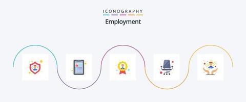 werk vlak 5 icoon pak inclusief werknemer zorg. zorg. kenteken. zitten. meubilair vector