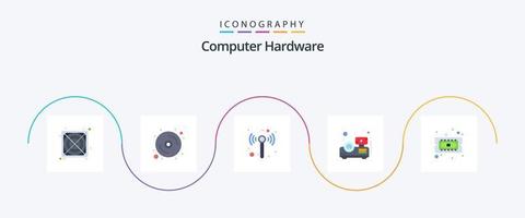 computer hardware vlak 5 icoon pak inclusief . processor. Wifi. computer. projector vector