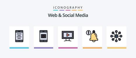 web en sociaal media lijn gevulde 5 icoon pak inclusief . scherm . media. toezicht houden op . cel. creatief pictogrammen ontwerp vector