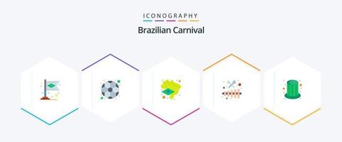 braziliaans carnaval 25 vlak icoon pak inclusief feest. magie. Brazilië. feest. muziek- vector