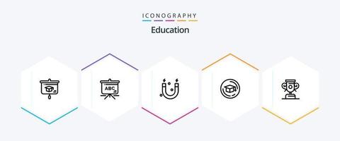 onderwijs 25 lijn icoon pak inclusief . opleiding. magneet. voortgang. diploma uitreiking vector