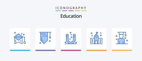 onderwijs blauw 5 icoon pak inclusief voorbereidend. middelbare school. succes. gebouw. magnetisch. creatief pictogrammen ontwerp vector