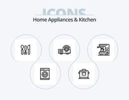 huis huishoudelijke apparaten en keuken lijn icoon pak 5 icoon ontwerp. zout. uitlaat. bank. keuken. kap vector