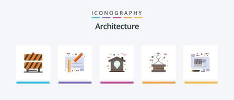 architectuur vlak 5 icoon pak inclusief toren. hijsen. heerser. haak. idee. creatief pictogrammen ontwerp vector