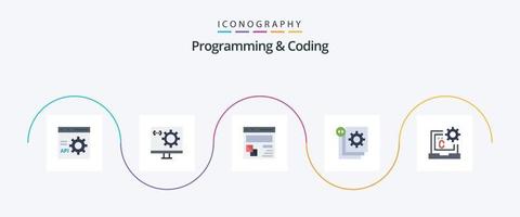 programmering en codering vlak 5 icoon pak inclusief ontwikkeling. codering. ontwikkeling. webpagina. ontwikkeling vector