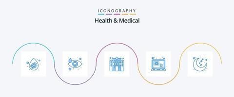 Gezondheid en medisch blauw 5 icoon pak inclusief rust uit tijd. nacht. kliniek. maan. vraag vector