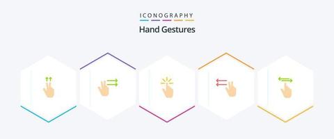 hand- gebaren 25 vlak icoon pak inclusief hand. vinger. gebaar. links. vingers vector