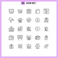 universeel icoon symbolen groep van 25 modern lijnen van app voedsel gezicht Sportschool uitverkoop bewerkbare vector ontwerp elementen