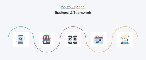 bedrijf en samenspel vlak 5 icoon pak inclusief werk. idee. roeping. bedrijf. dots vector