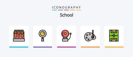 school- lijn gevulde 5 icoon pak inclusief vind. onderwijs. amusement. bureau. stoel. creatief pictogrammen ontwerp vector