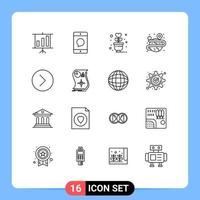 schets pak van 16 universeel symbolen van media kaart levensstijl wereldbol creatief bewerkbare vector ontwerp elementen