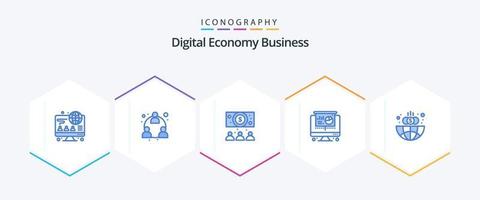 digitaal economie bedrijf 25 blauw icoon pak inclusief . globaal. dollar. financiën. taart vector