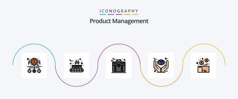 Product beheer lijn gevulde vlak 5 icoon pak inclusief Product. groot. productie lijn. het beste. geval vector