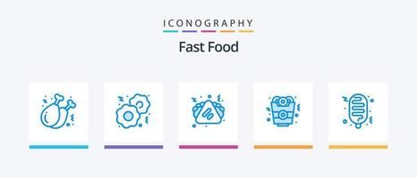 snel voedsel blauw 5 icoon pak inclusief . voedsel. voedsel. hotdog. snel voedsel. creatief pictogrammen ontwerp vector