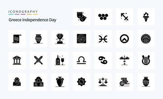 25 Griekenland onafhankelijkheid dag solide glyph icoon pak vector