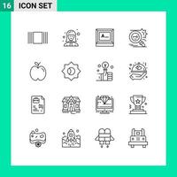 reeks van 16 modern ui pictogrammen symbolen tekens voor appel beveiligen scherm Onderzoek sleutel bewerkbare vector ontwerp elementen
