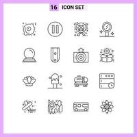 16 gebruiker koppel schets pak van modern tekens en symbolen van een insigne halloween eng diamant decoratie bewerkbare vector ontwerp elementen