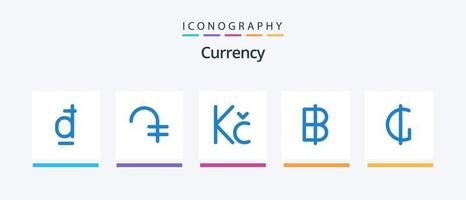 valuta blauw 5 icoon pak inclusief Paraguay. munteenheid. kroon. Thailand. munteenheid. creatief pictogrammen ontwerp vector
