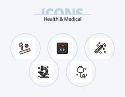 Gezondheid en medisch lijn gevulde icoon pak 5 icoon ontwerp. plus. medisch. vis. schild. test vector