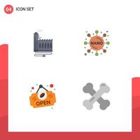 4 vlak icoon concept voor websites mobiel en apps consumptie winkel fabriek experiment bot Gezondheid bewerkbare vector ontwerp elementen