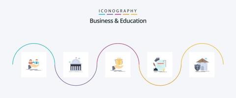 bedrijf en onderwijs vlak 5 icoon pak inclusief onderwijs. certificaat. aan het leren. verjaardag. oplossing vector