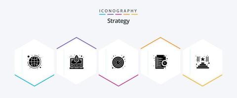 strategie 25 glyph icoon pak inclusief succes. tijd. doel. taak. lijst vector