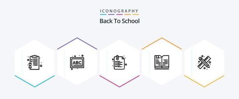 terug naar school- 25 lijn icoon pak inclusief tekening hulpmiddelen. Opmerking. papier. onderwijs. terug naar school- vector