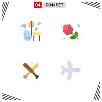 4 gebruiker koppel vlak icoon pak van modern tekens en symbolen van gitaar knuppel bloem geschenk vlak bewerkbare vector ontwerp elementen