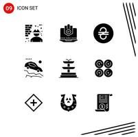 groep van 9 solide glyphs tekens en symbolen voor vallend naar beneden ongeluk laptop Oekraïne hryvna bewerkbare vector ontwerp elementen