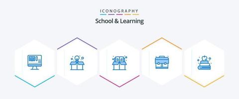 school- en aan het leren 25 blauw icoon pak inclusief . onderwijs. onderwijs. boek. school- vector