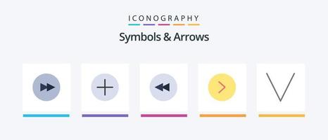 symbolen en pijlen vlak 5 icoon pak inclusief . terugspoelen. omlaag. pijl. creatief pictogrammen ontwerp vector