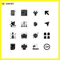 universeel icoon symbolen groep van 16 modern solide glyphs van bouw omhoog alarm pijl Indisch bewerkbare vector ontwerp elementen