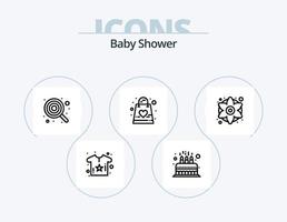 baby douche lijn icoon pak 5 icoon ontwerp. uitnodiging. kind. geschenk. kaart. schattig vector